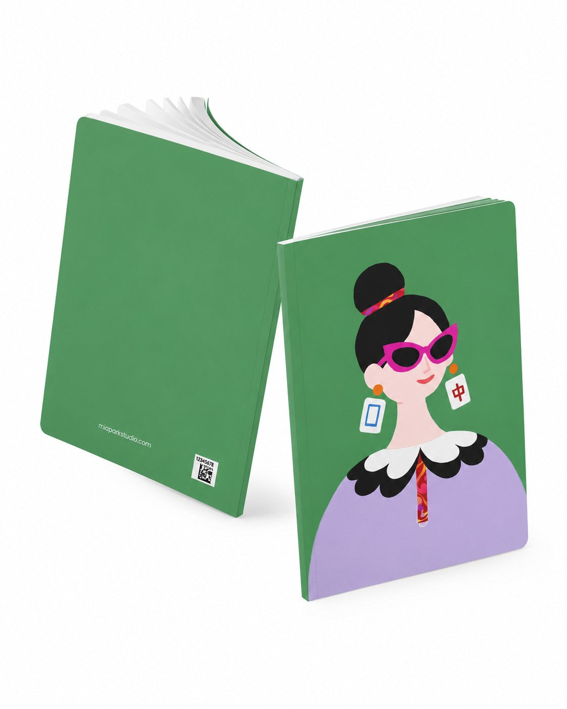 The Dragon Pair Journal shown open and closed with front and back covers displayed in a clean studio setting