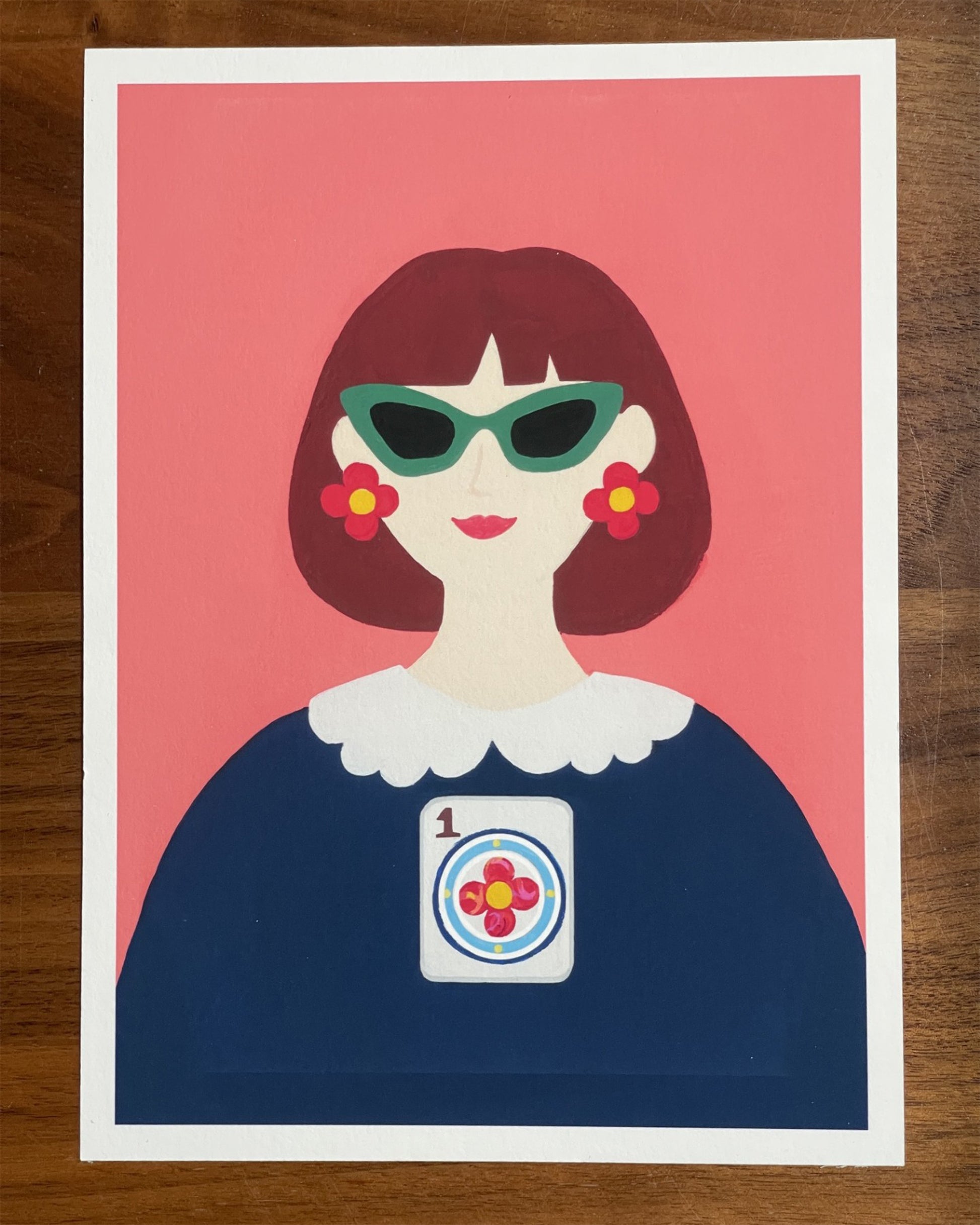 The One and Only Prime Dot art print displayed on a wooden console table.