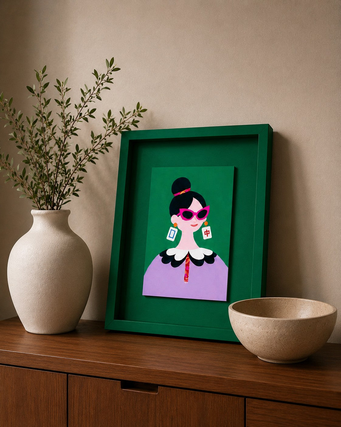 Framed The Dragon Pair art print displayed as decorative wall art.