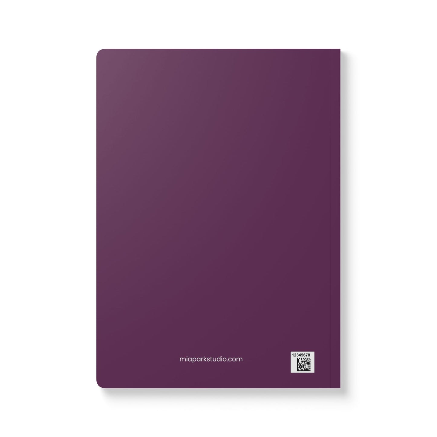 Minimalist plum back cover of Before the Game Journal featuring Mia Park Studio branding 